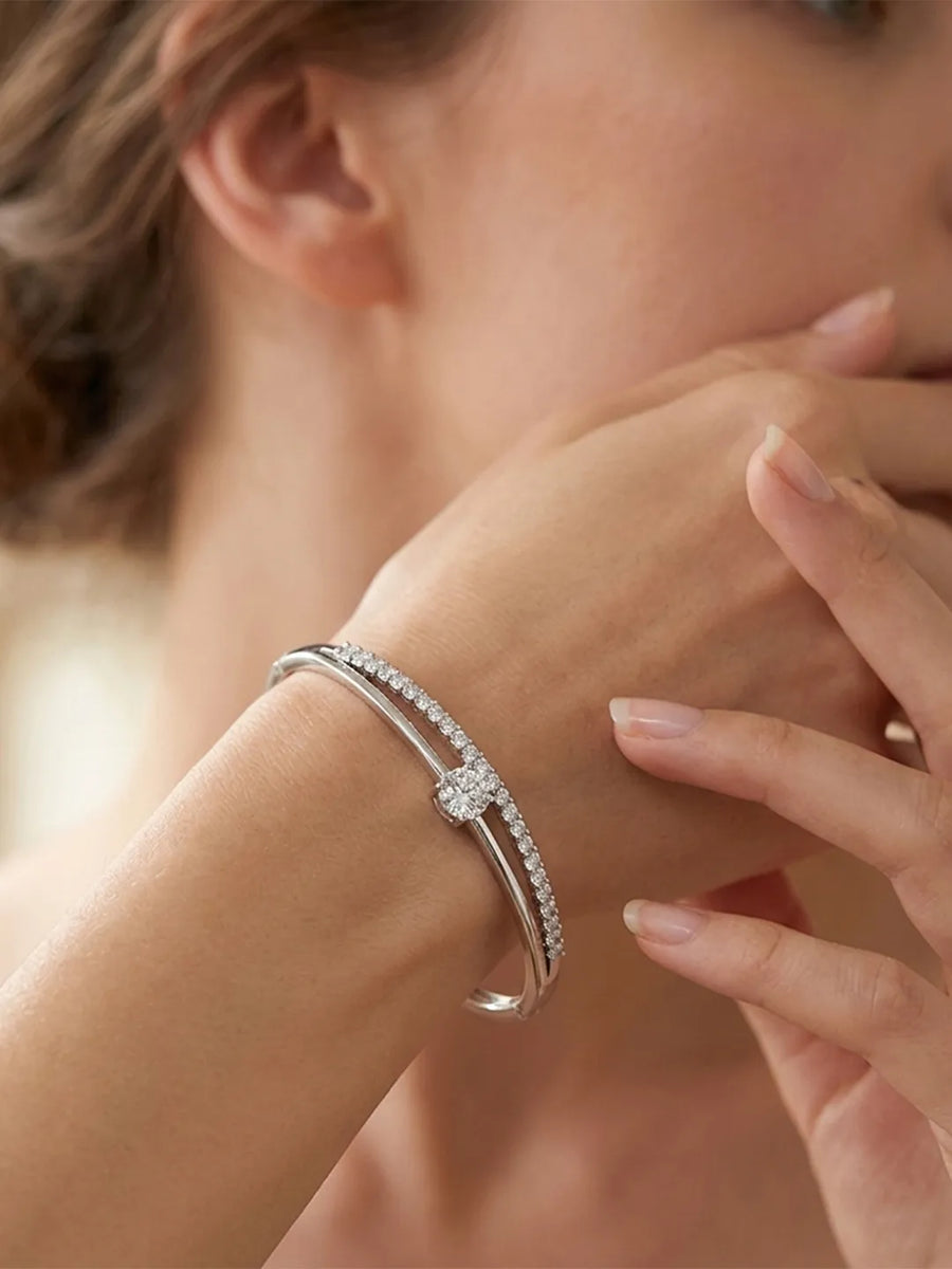 Peora Sparkling Crystal Bracelet- Silver