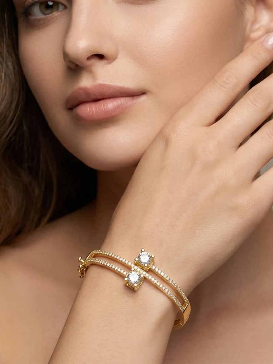 Peora Crystal Duo Bracelet- Gold