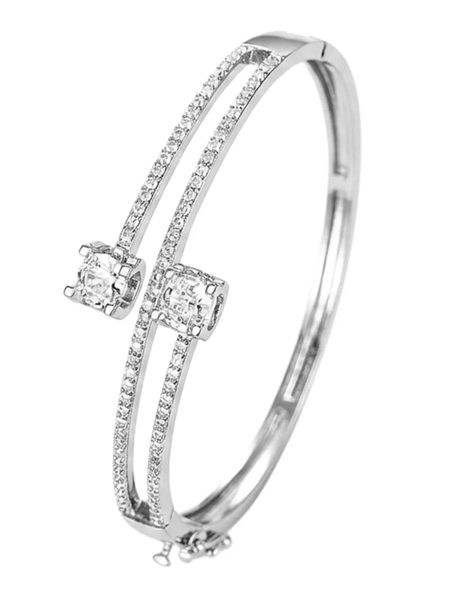 Peora Crystal Duo Bracelet- Silver