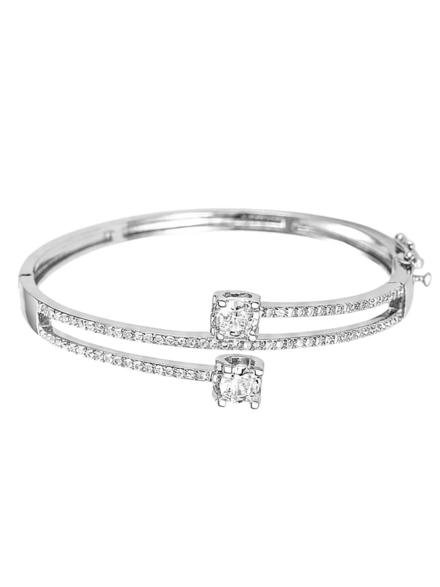 Peora Crystal Duo Bracelet- Silver