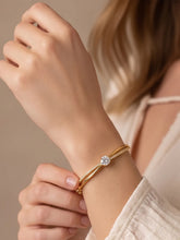 Peora Delicate Solitaire Crystal Bangle - Gold