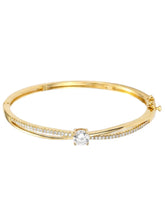 Peora Delicate Solitaire Crystal Bangle - Gold