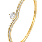 Peora Solitaire Wave Crystal Bangle - Gold