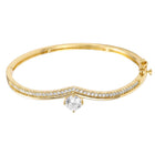 Peora Solitaire Wave Crystal Bangle - Gold