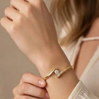 Peora Minimalist Solitaire Fashion Bangle - Gold