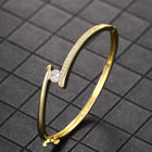 Peora Minimalist Solitaire Fashion Bangle - Gold