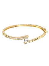 Peora Minimalist Solitaire Fashion Bangle - Gold