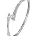 Peora Minimalist Solitaire Fashion Bangle - Silver