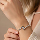 Peora Minimalist Solitaire Fashion Bangle - Silver