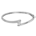 Peora Minimalist Solitaire Fashion Bangle - Silver