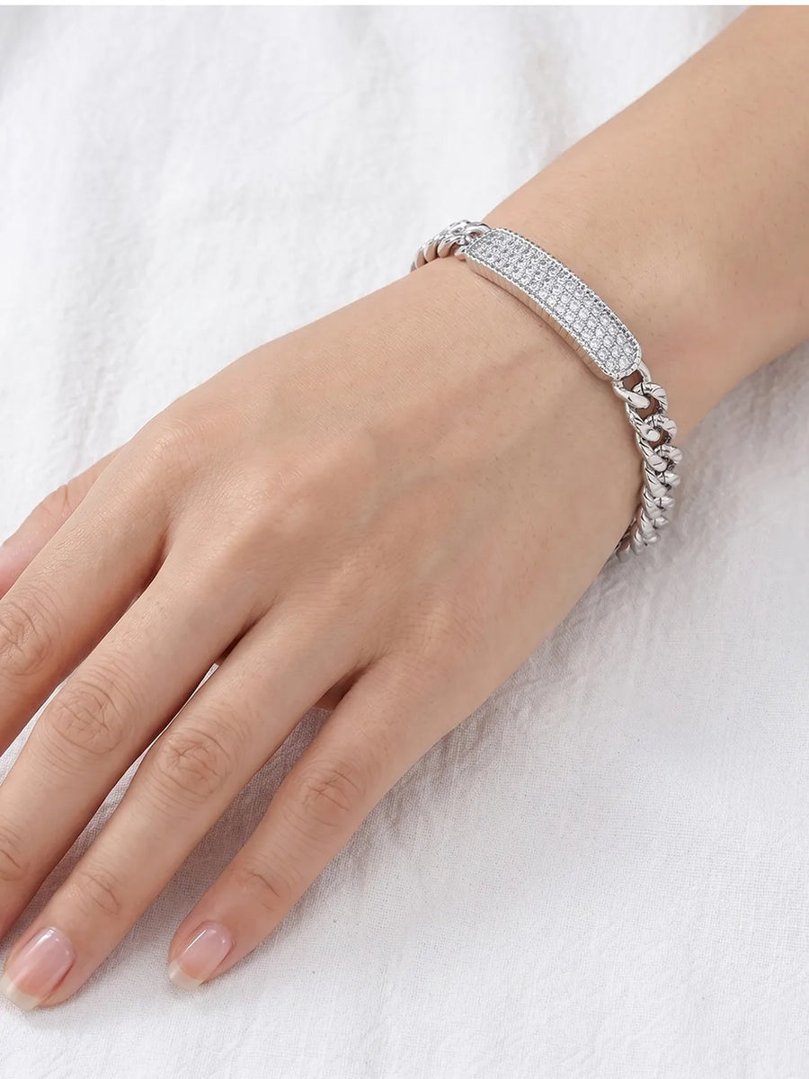 Peora Textured Plate Chain Bracelet - Silver