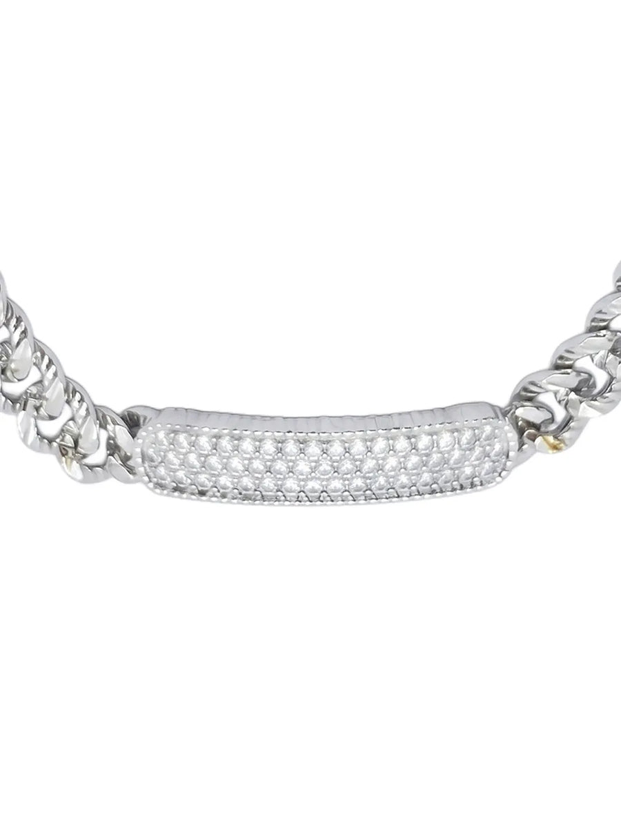 Peora Textured Plate Chain Bracelet - Silver