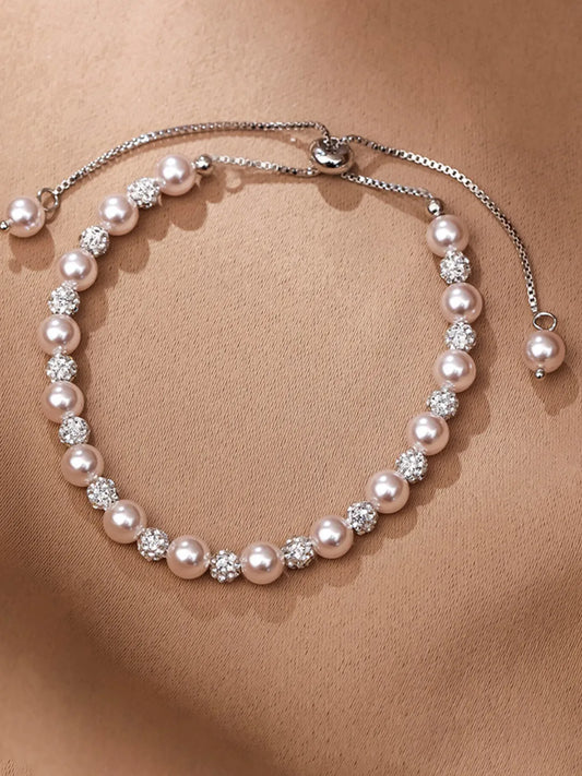 Peora Delicate Heart Chain Bracelet - Silver