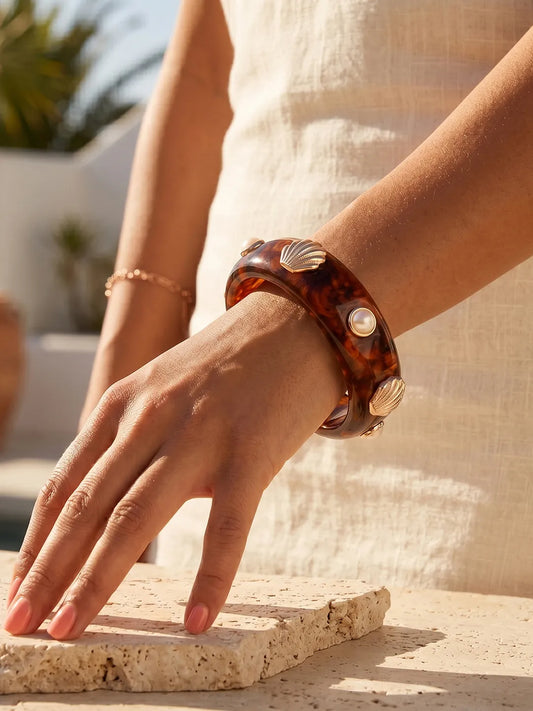 Peora Tortoise Shell Beach Charm Resin Bangle