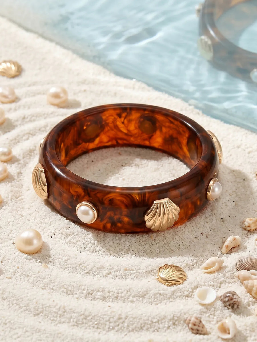 Peora Tortoise Shell Beach Charm Resin Bangle
