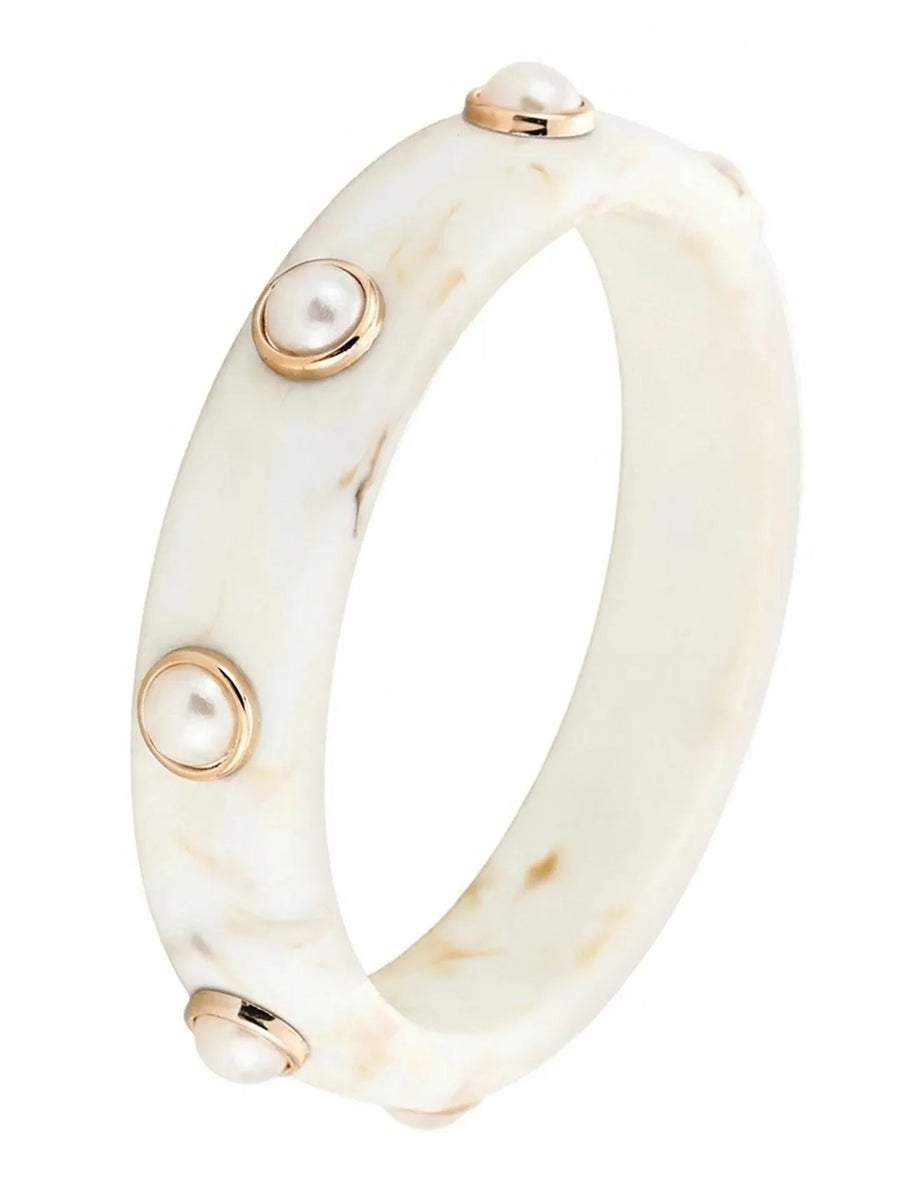 Peora MoonBeam Pearl Accent Resin Bangle