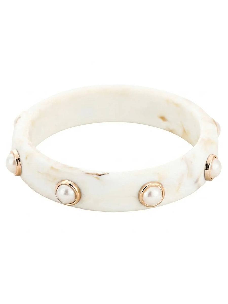 Peora MoonBeam Pearl Accent Resin Bangle