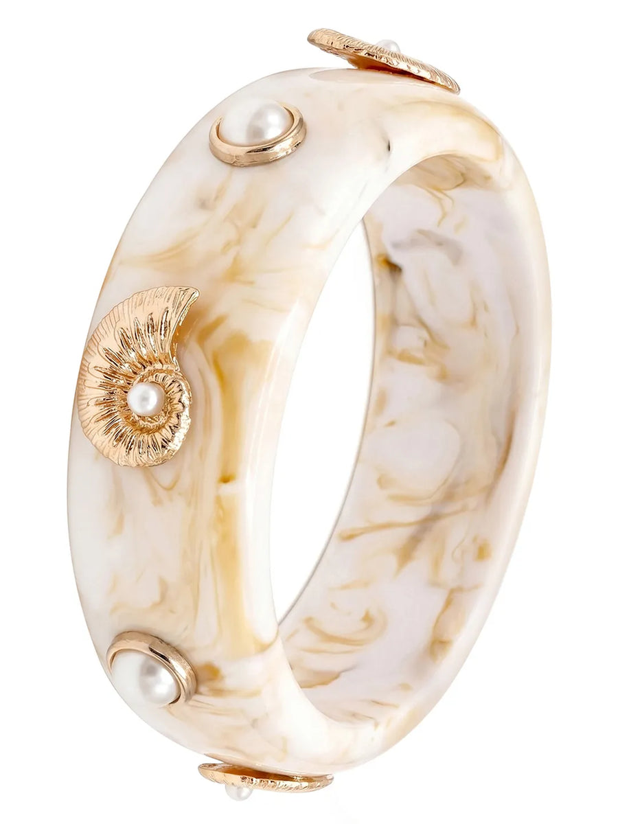 Peora Boho White Beach Accent Resin Bangle
