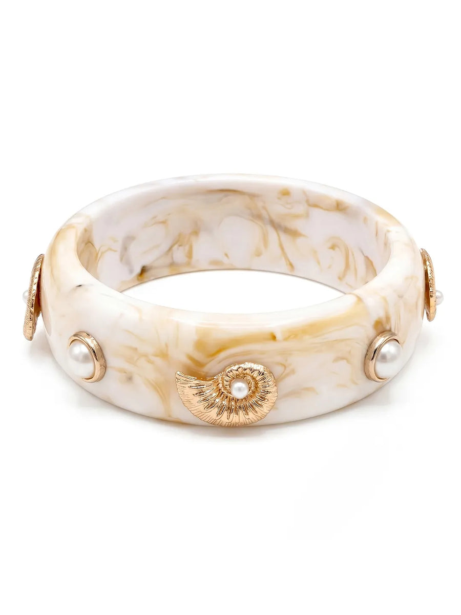Peora Boho White Beach Accent Resin Bangle