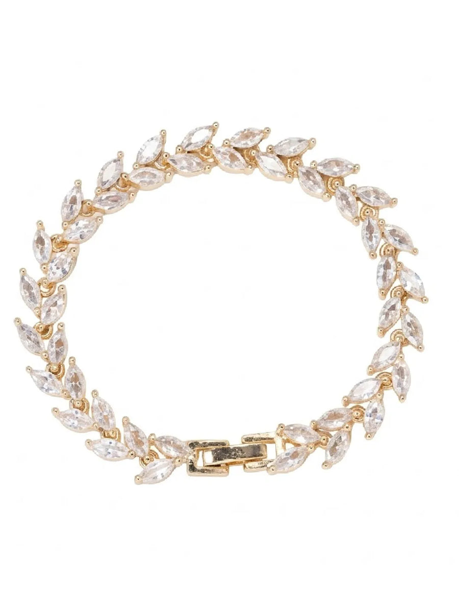 Peora Leaf Royal Crystal Vine  Bracelet - Gold