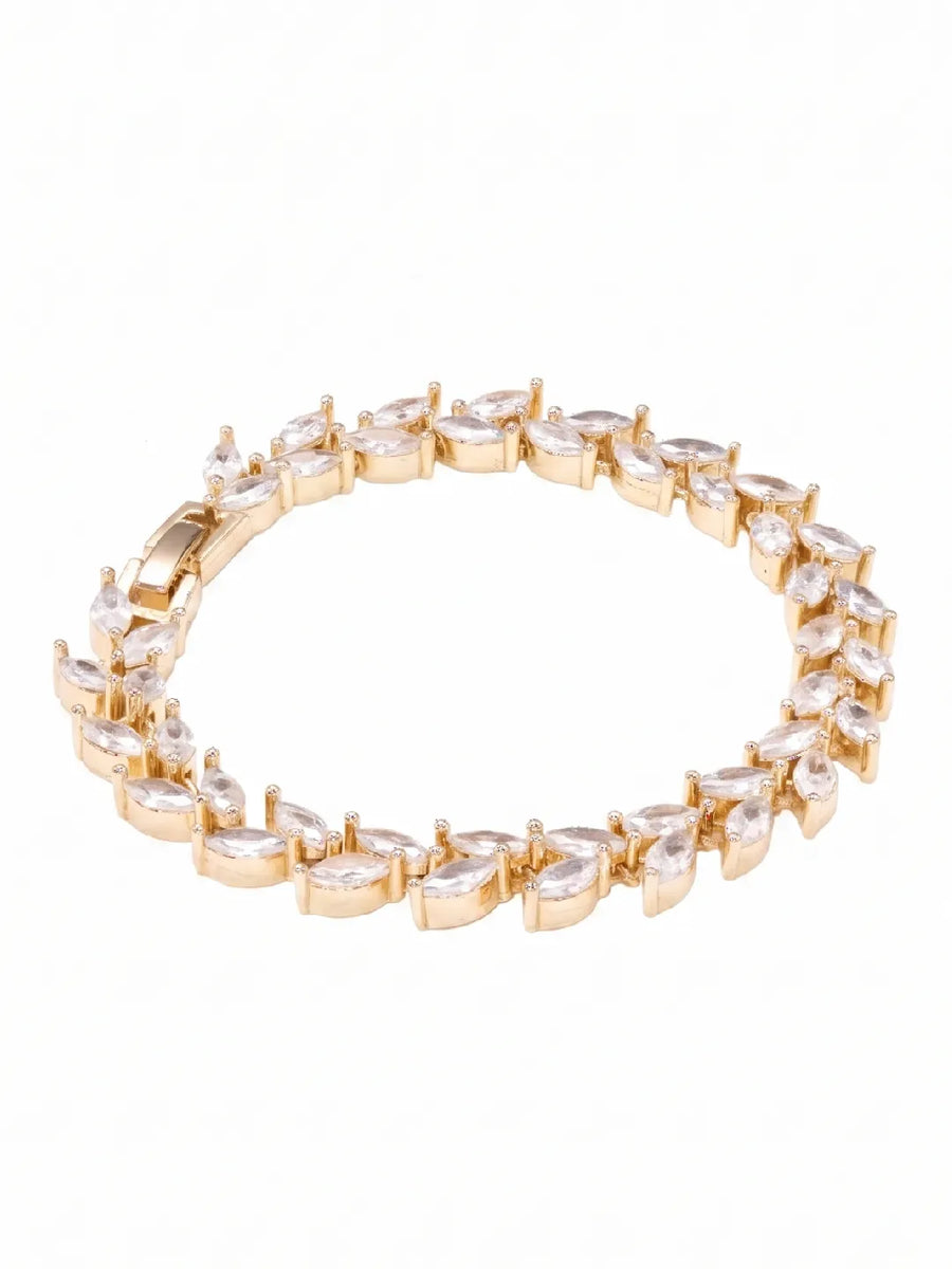 Peora Leaf Royal Crystal Vine  Bracelet - Gold