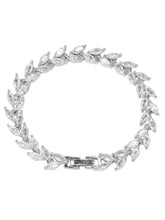 Peora Leaf Royal Crystal Vine  Bracelet - Silver