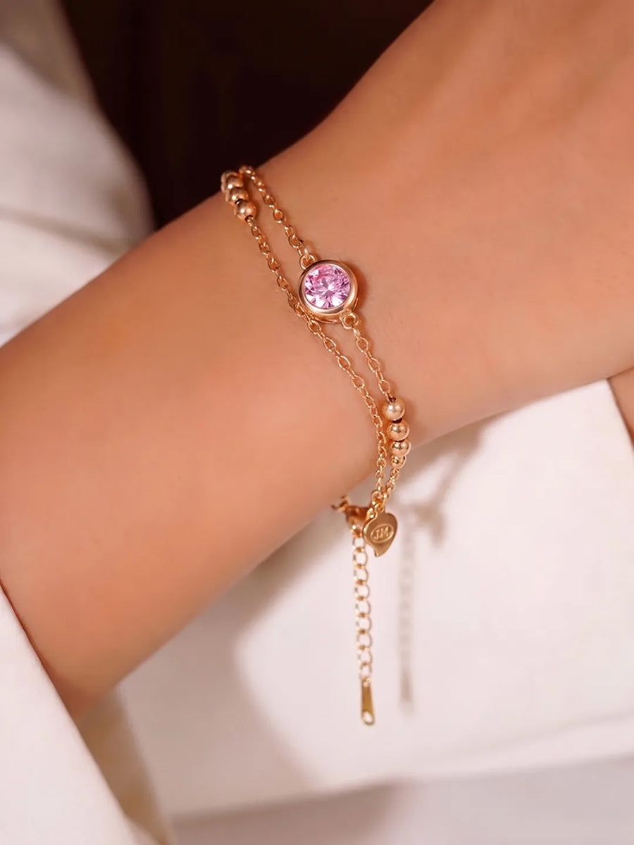 Gold Plated Pink Orbit Bracelet