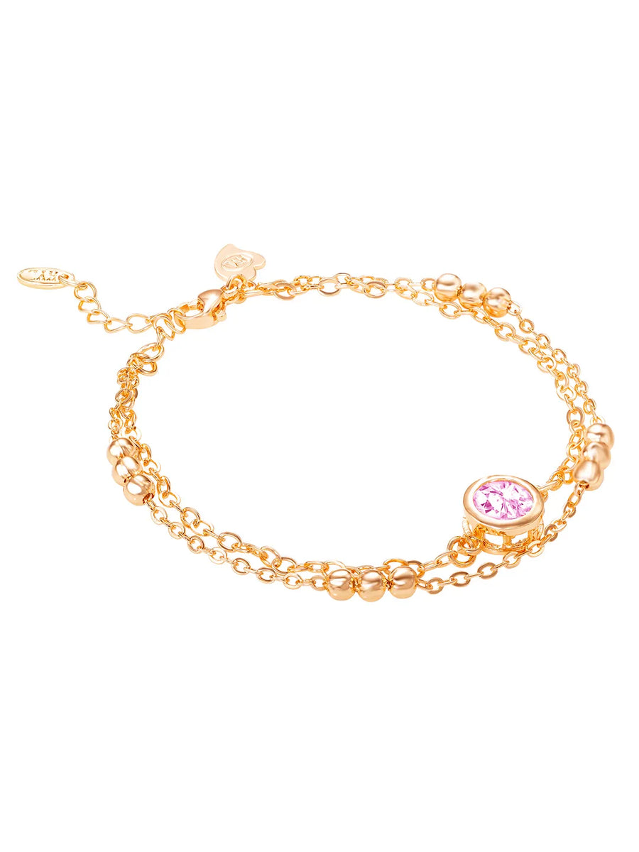 Gold Plated Pink Orbit Bracelet