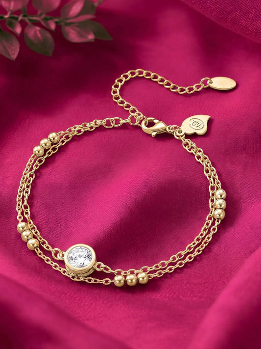 Gold Plated White Orbit Bracelet