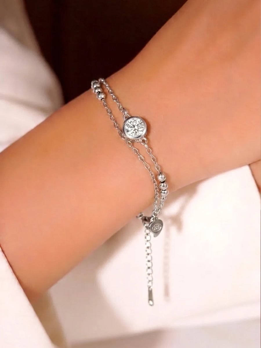 Rodium Plated White Orbit Bracelet