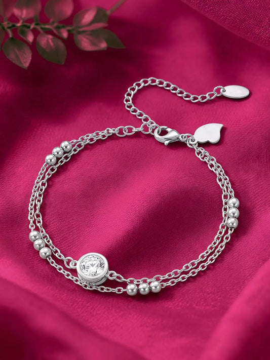 Rodium Plated White Orbit Bracelet
