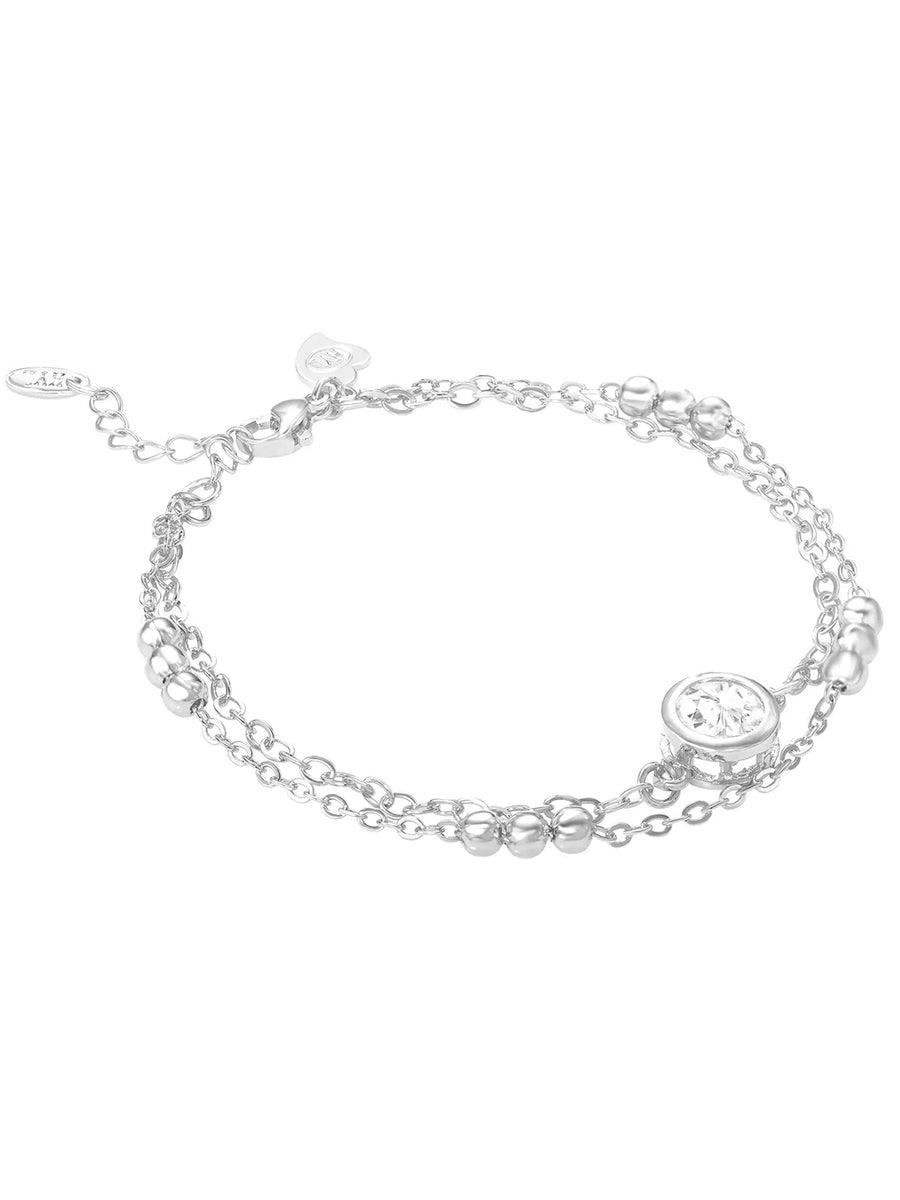 Rodium Plated White Orbit Bracelet