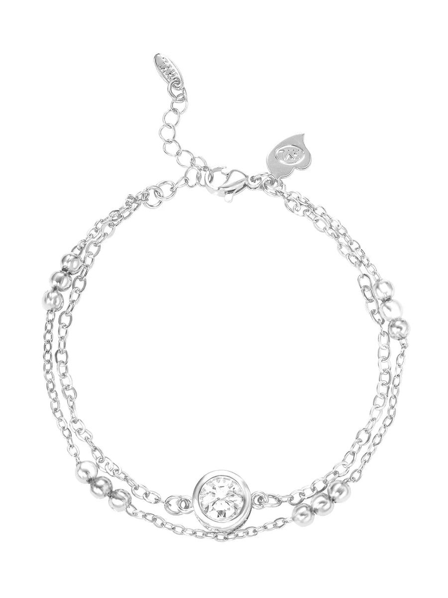 Rodium Plated White Orbit Bracelet