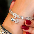 Rhodium Plated Coin Bell Charm Bracelet
