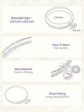 Rhodium Plated Coin Bell Charm Bracelet
