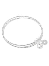 Rhodium Plated Coin Bell Charm Bracelet