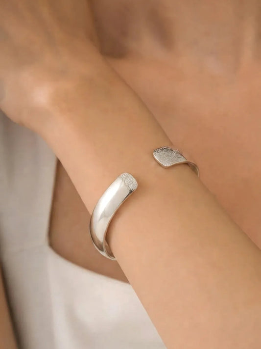 Rhodium Plated Sleek Curve Bracelet