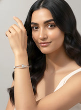 Minimal Modern Halo CZ Silver Cuff Bracelet