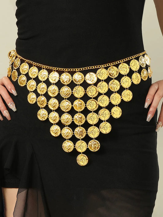 Golden Dusk Cascading Coin Belt