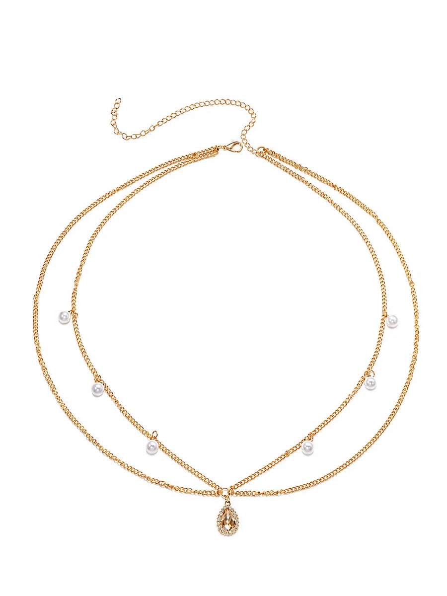 Peora Layered Crystal Belly Chain - Gold