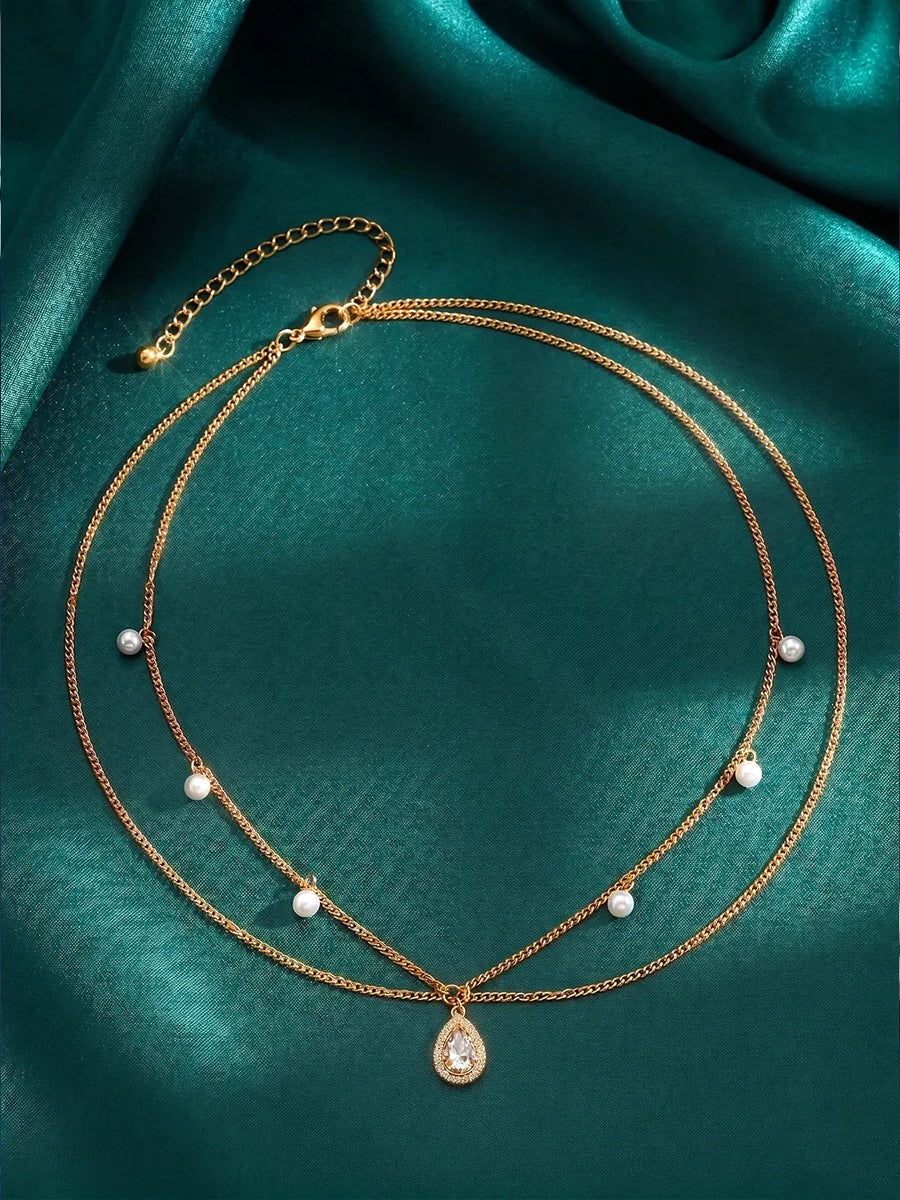 Peora Layered Crystal Belly Chain - Gold