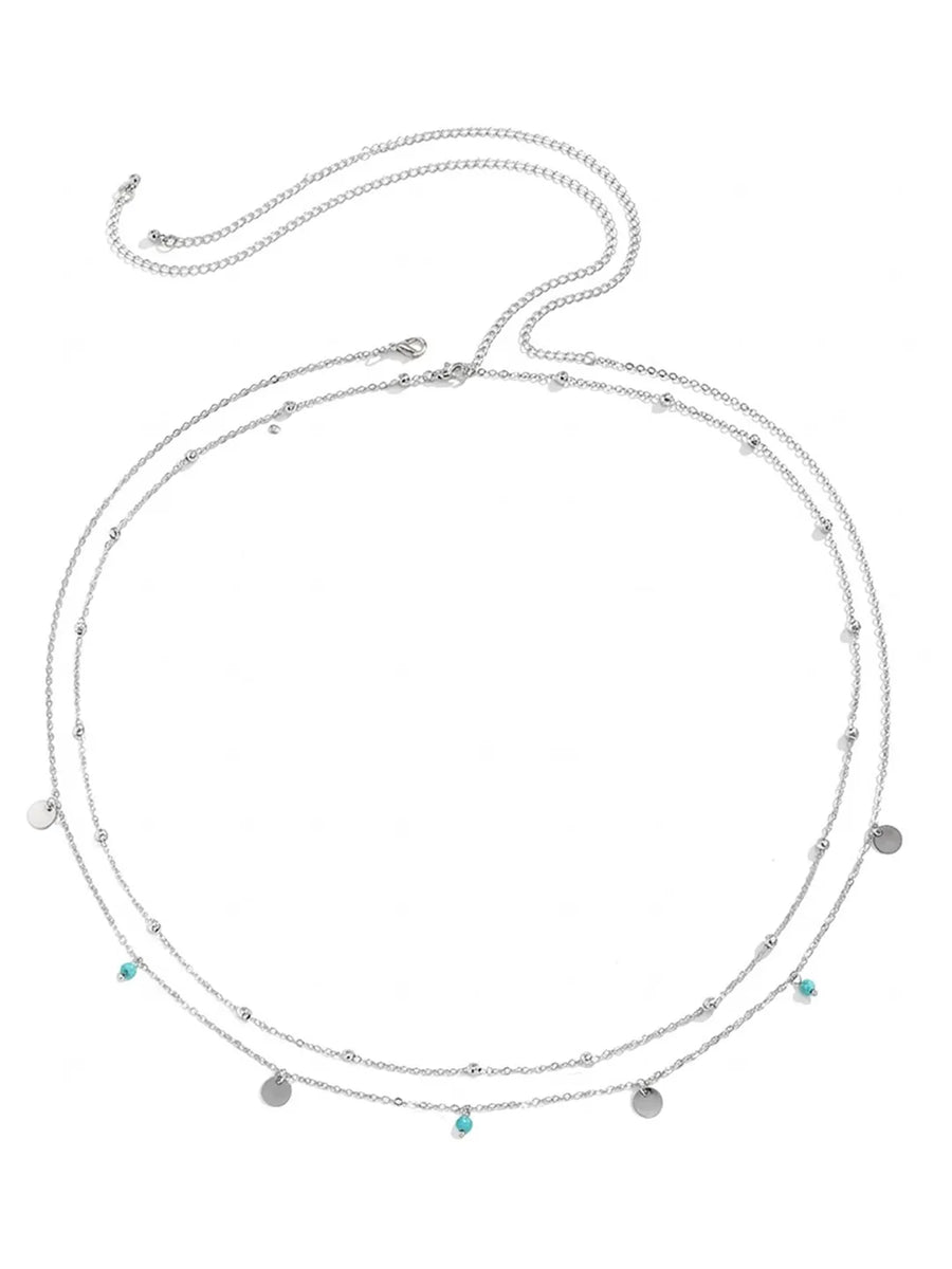 Peora Minimal Charm Belly Chain - Silver