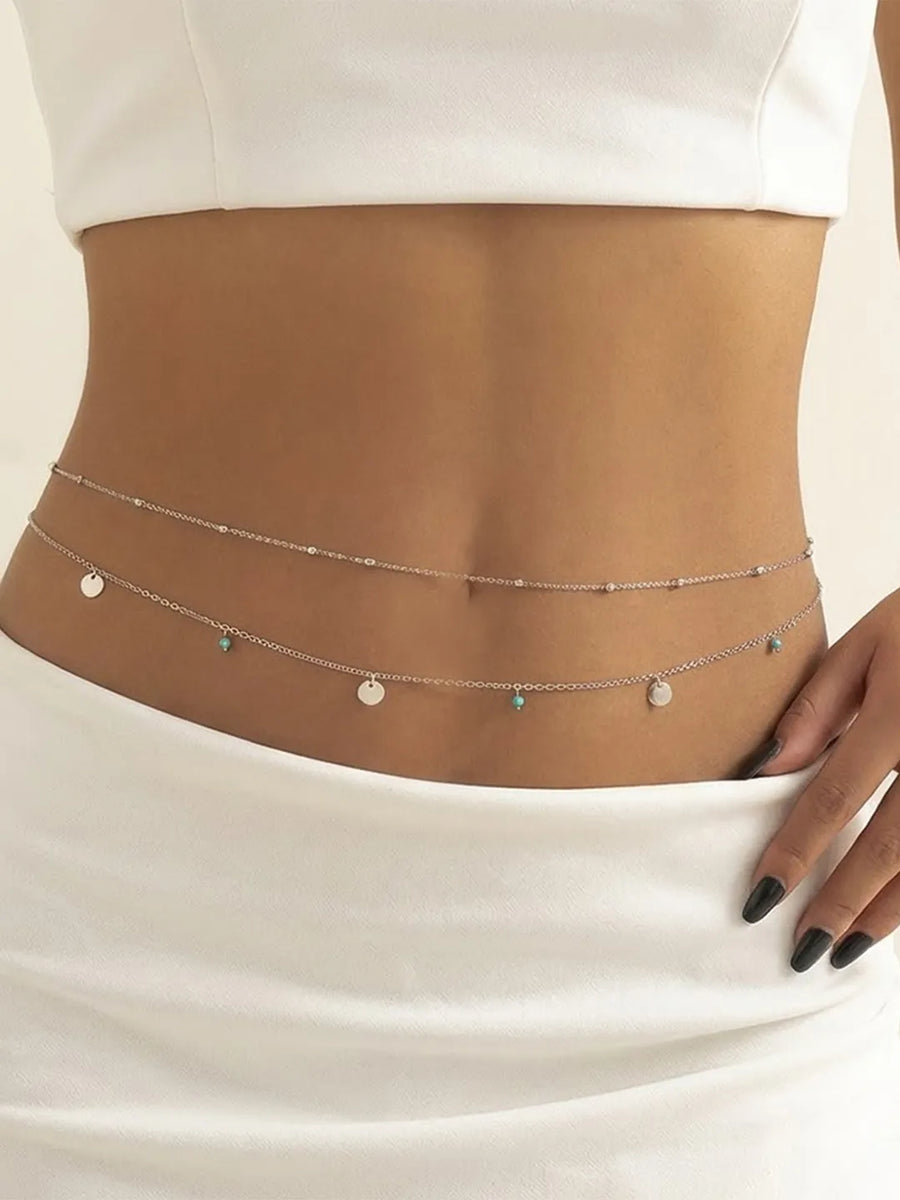 Peora Minimal Charm Belly Chain - Silver
