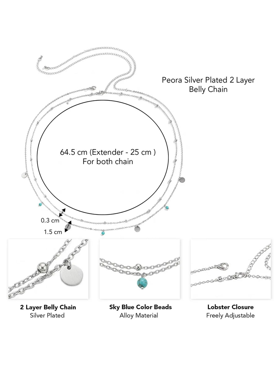Peora Minimal Charm Belly Chain - Silver