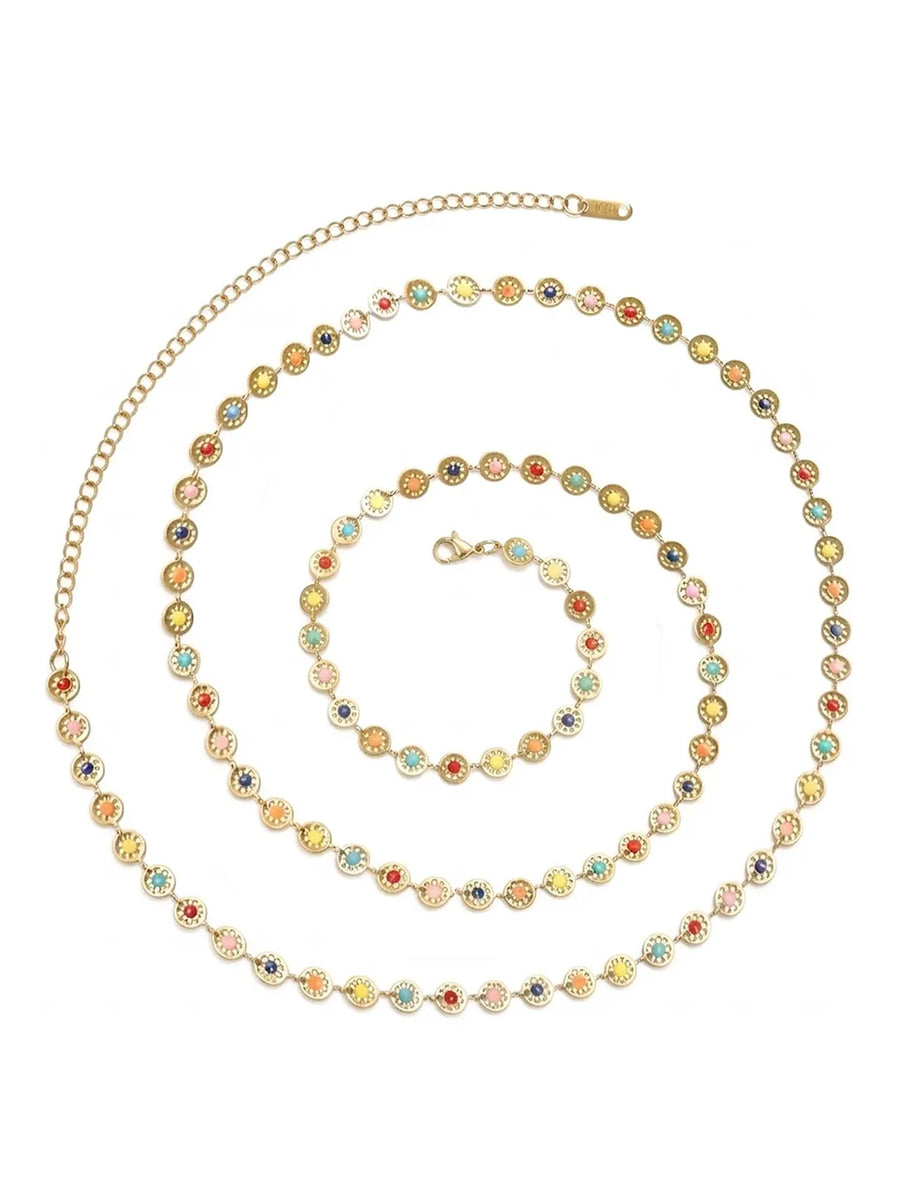 Peora Rainbow Spark Belly Chain - Multi colour