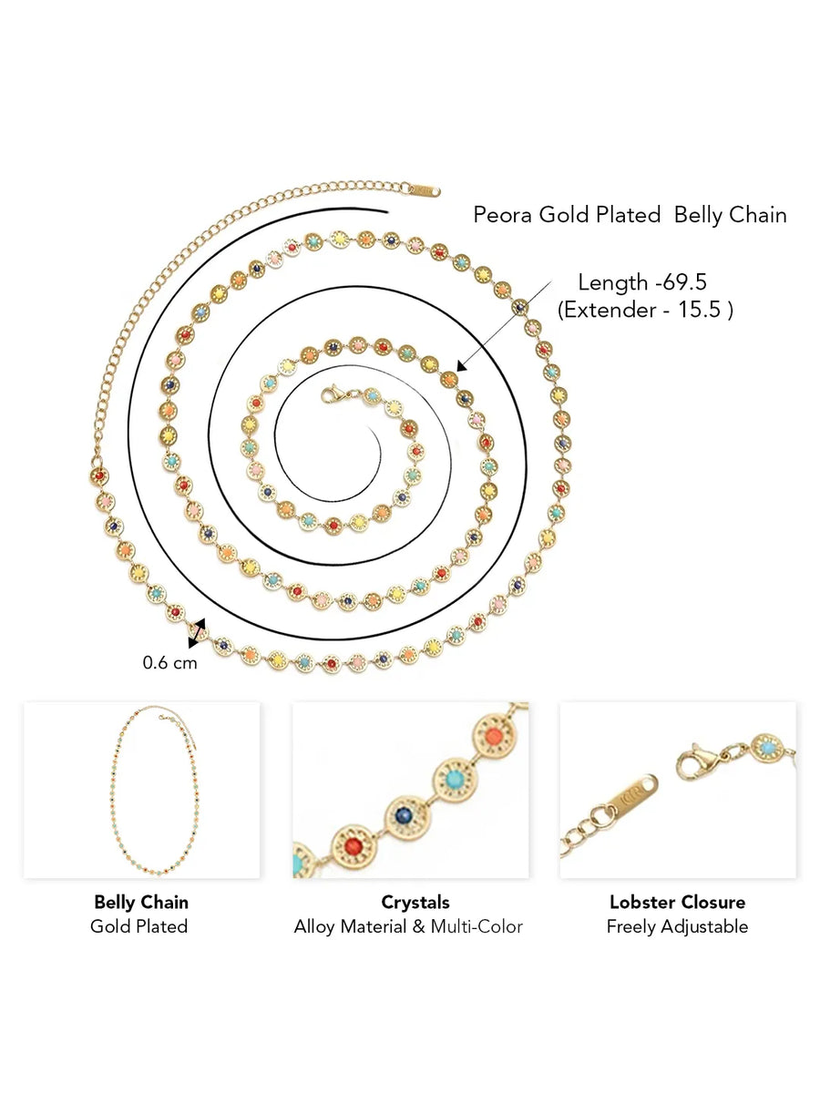 Peora Rainbow Spark Belly Chain - Multi colour
