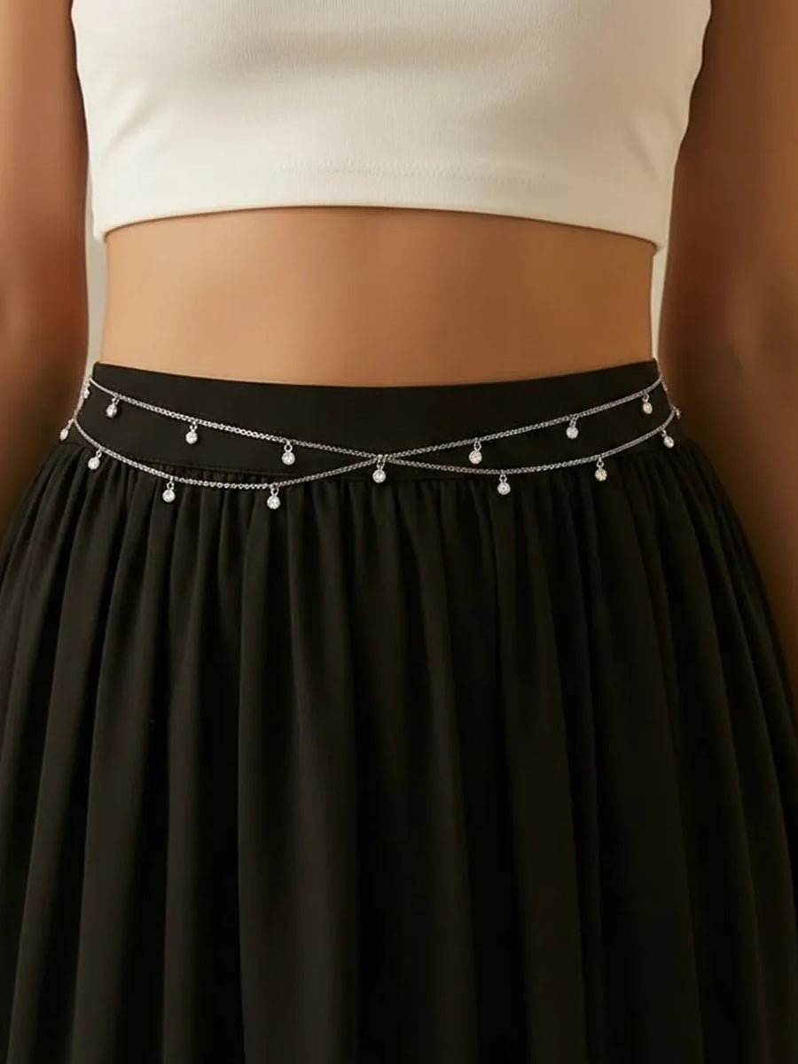 Peora Delicate Charm Layer Silver Belly Chain