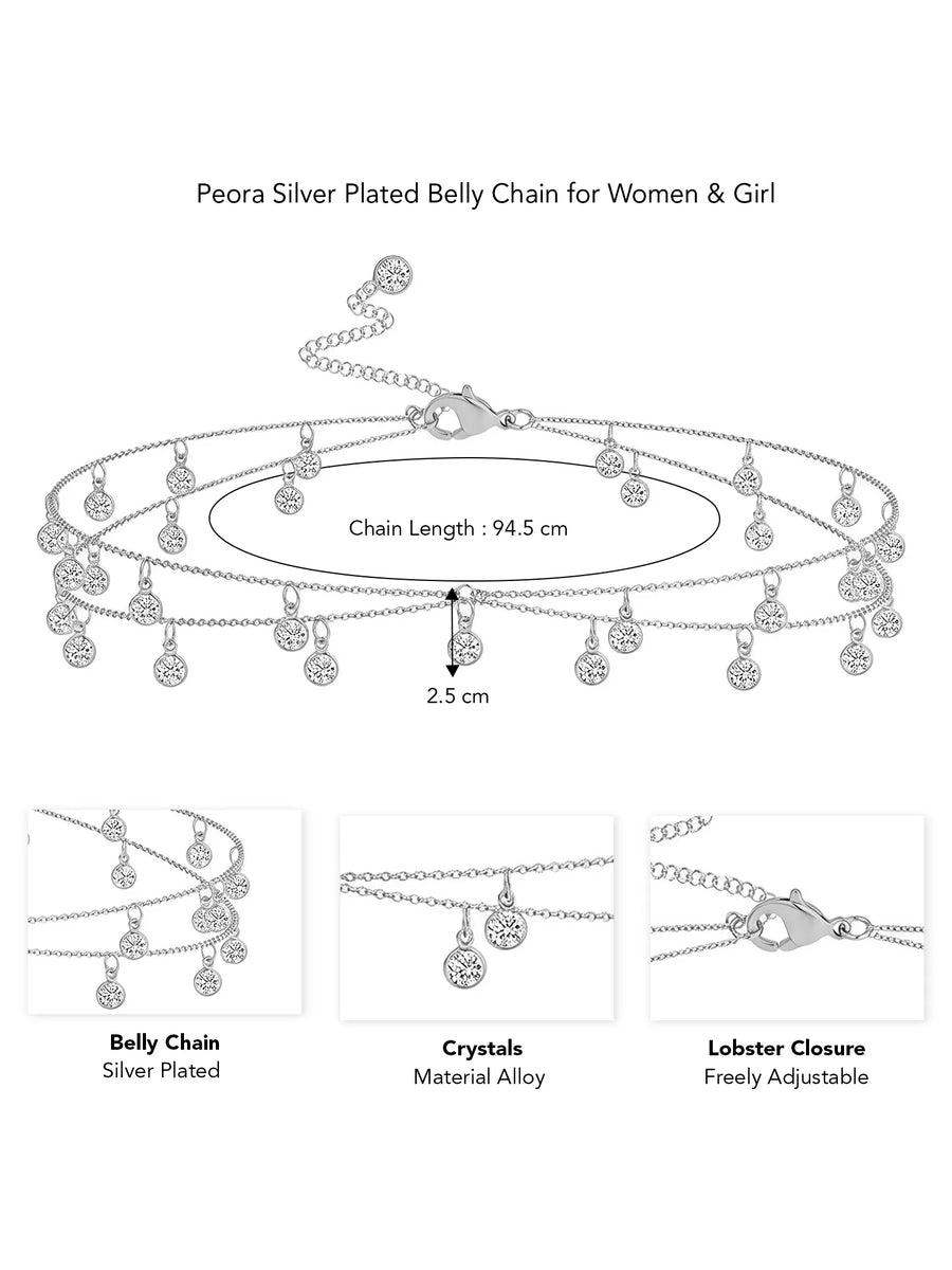 Peora Delicate Charm Layer Silver Belly Chain