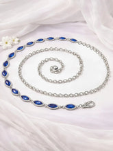 Peora CZ Delicate Halo Blue Silver Waist Chain