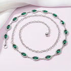 Peora CZ Delicate Halo Green Silver Waist Chain